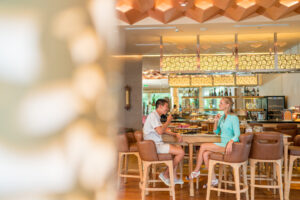 Family enjoying breakfast at SereS Springs Resort restaurant