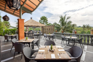 Afternoon tea with lush greenery view in Ubud