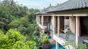 Private pool villa in Ubud with rice field view